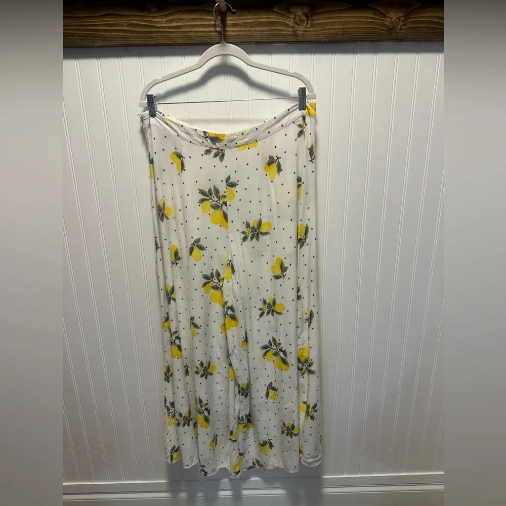 Forever21 Wide Leg Cropped Palazzo Pants Limoncello Fruit Citrus Pants Sz 1x - Picture 4 of 8